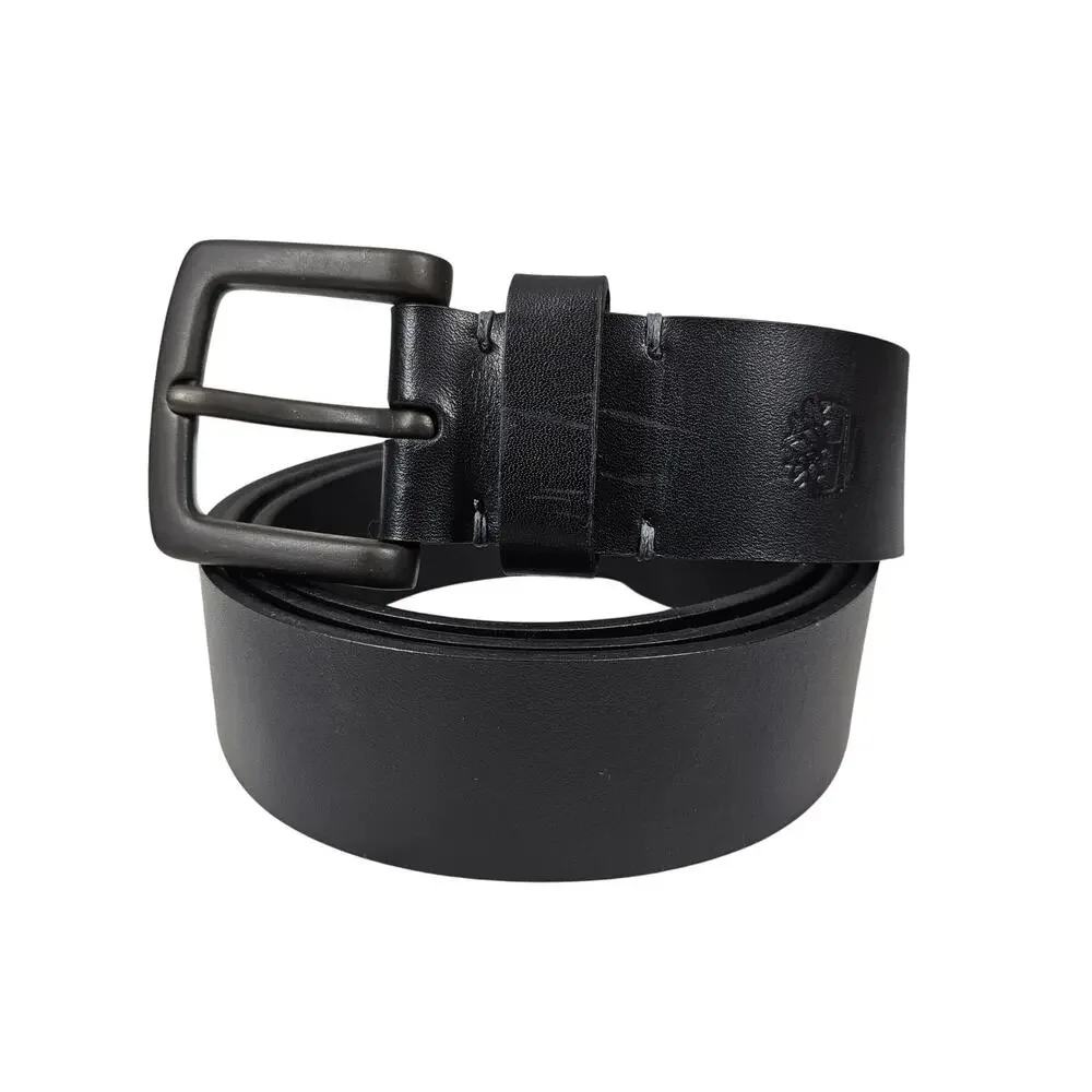 TIMBERLAND BLACK GENUINE LEATHER BELT – CLASSIC METAL BUCKLE – SIZE FITS 40–44